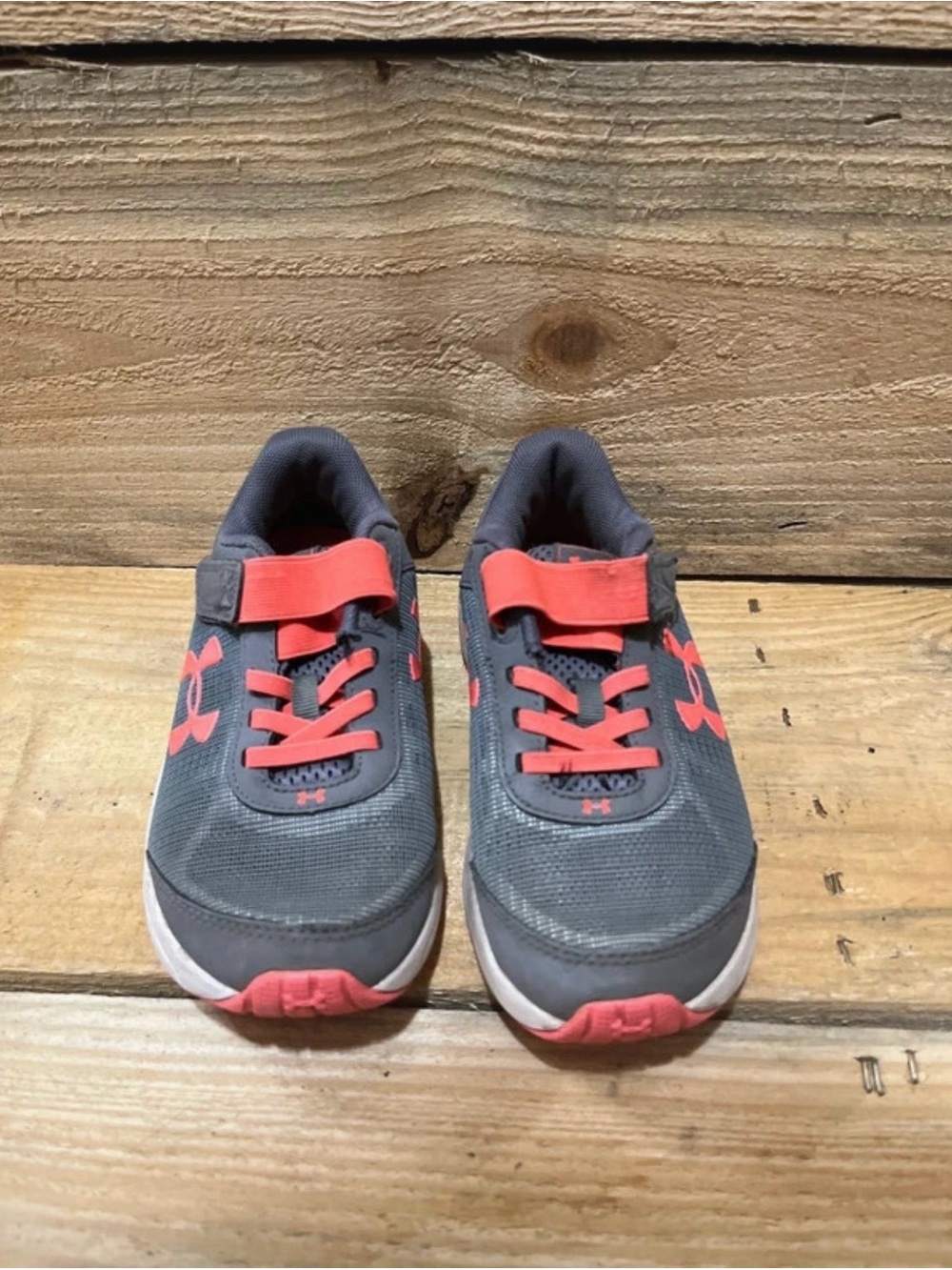 Under Armour Kids Gray and Coral Slip-On Sneakers